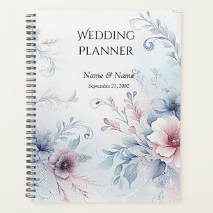 Organisateur de mariage floral bleu rose aquarelle