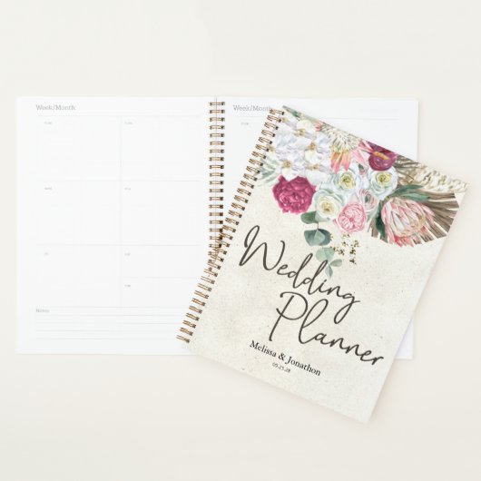 Organisateur de mariage floral neutre boho pastel (Devant avec enveloppe)