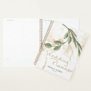 Organisateur de mariage floral Vert Sauge Or