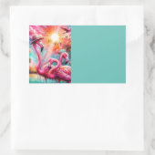 organisatie voor tropische roze flamingo's en palm rechthoekige sticker (Tas)