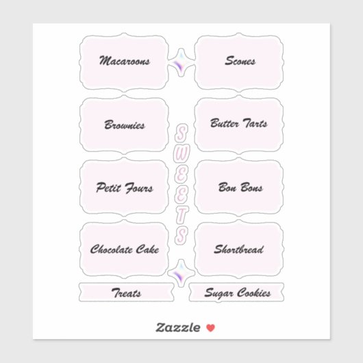 Organisation de la table de dessert Étiquettes ros (Feuille)