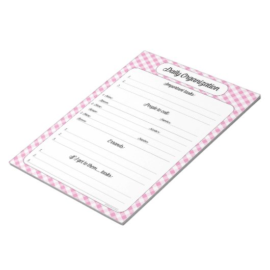 Organisation quotidienne - Bloc-notes En vichy ros (Incliné)