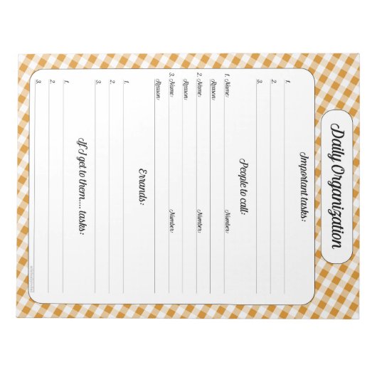 Organisation quotidienne - Bloc-notes Orange En vi (Devant)