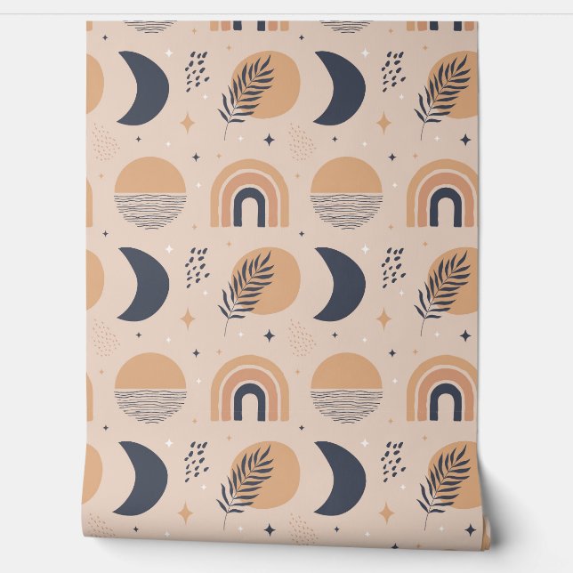 Organisch Boho-patroon Behang (Afrollen)