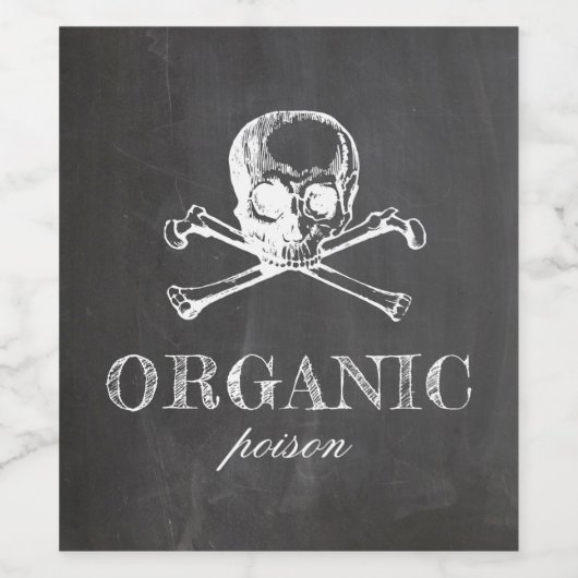 Organisch gif. Chalkboard Halloween feest. Skull Wijn Etiket (Enkel label)