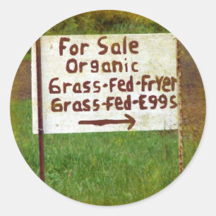 Organisch gras Fed Eggs en Fryers Ronde Sticker