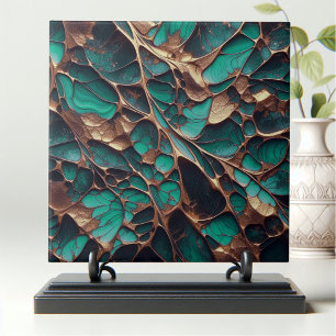 Organische Glimmerende Gouden Lijnen Op Emerald Gr Tegeltje