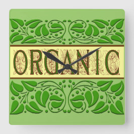 Organische Groene Gezegden wandklok Vierkante Klok