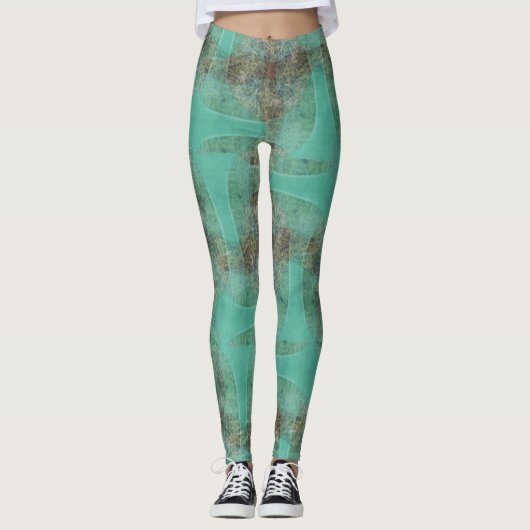 Organische Groene Robot Leggings ★ Psydefx★ (Voorkant)