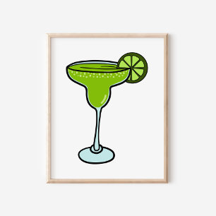 Organische Handgetekende Margarita Kunst Poster