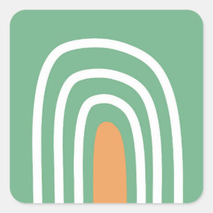 Organische kunst regenboog lijnkunst saliegroen vierkante sticker