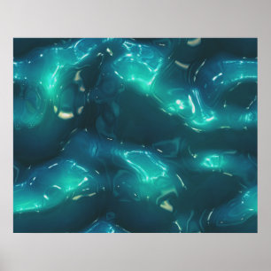 Organische Kunstmolten plastic zachte golven diep Poster