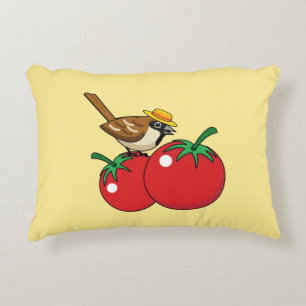 Organische lover Sparrow Eating Red Tomato Accent Kussen