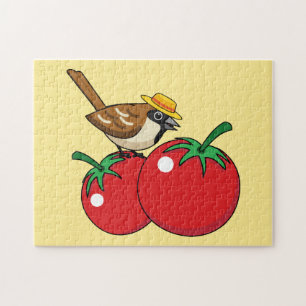 Organische lover Sparrow Eating Red Tomato Legpuzzel