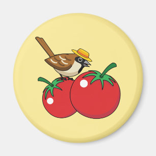 Organische lover Sparrow Eating Red Tomato Magneet