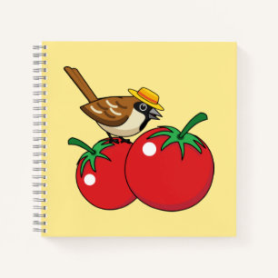 Organische lover Sparrow Eating Red Tomato Notitieboek