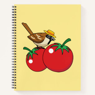 Organische lover Sparrow Eating Red Tomato Notitieboek