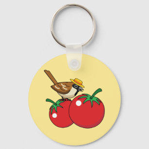 Organische lover Sparrow Eating Red Tomato Sleutelhanger
