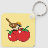 Organische lover Sparrow Eating Red Tomato Sleutelhanger (Achterkant)