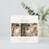 Organische Monogram 2 Foto Feestdagenkaart (Staand voorkant)