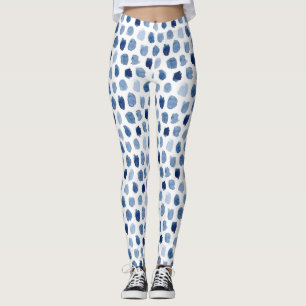 ORGANISCHE NAVY BLUE INDIGO STIPPEN DYE PATTERN LEGGINGS