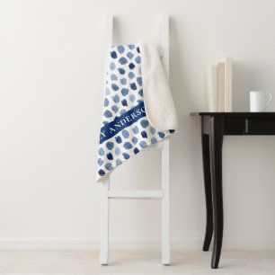 ORGANISCHE NAVY BLUE INDIGO STIPPEN DYE PATTERN SHERPA DEKEN