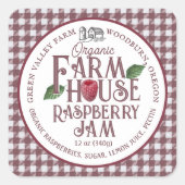Organische veearts Raspberry Jam Red Gingham Label (Voorkant)