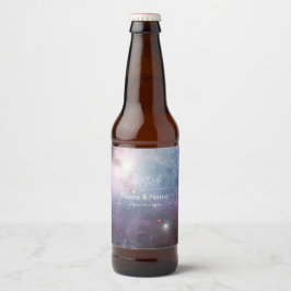 Organische violette sterren op nebula EDITABLE Bier Etiket
