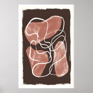 Organische vorm wandkunst, aardetone abstract poster