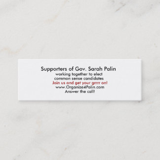Organiseer4Palin.com Calling Cards Slim Design Contactkaartje