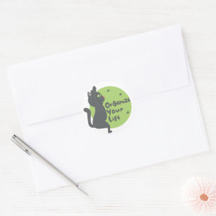 Organiseer je leven Kawaii zwarte kattenpraktijk y Ronde Sticker