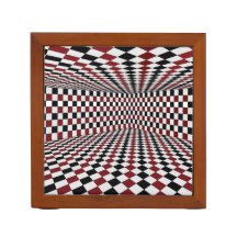 Illusion optique damier rouge et noir