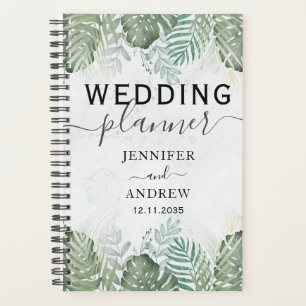 Organiseur de mariage vert sauge feuillage tropica