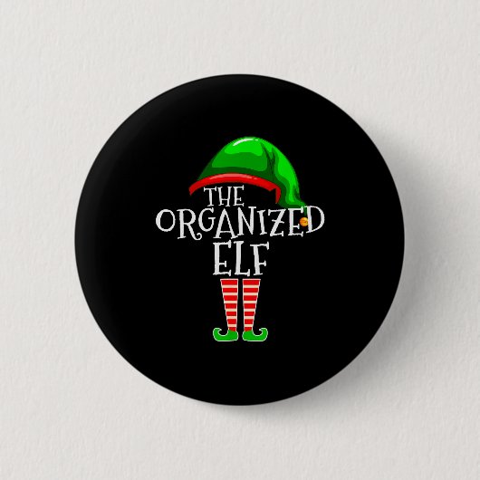 Organized Elf Group Matching Family Christmas Ronde Button 5,7 Cm (Voorkant)