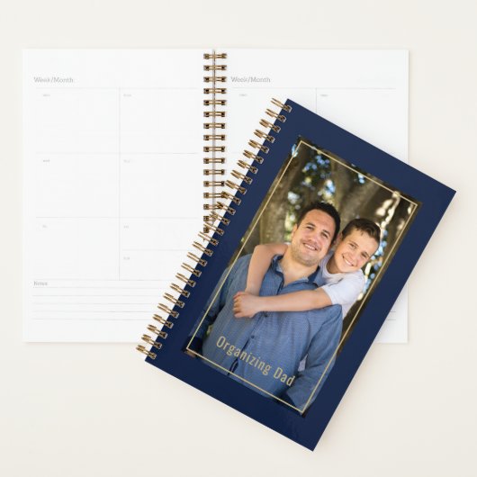 Organizing Dad Personalized Photo Navy Blue & Gold (Devant avec enveloppe)