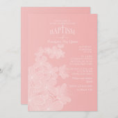 Organza Fleurs Baptême Invitation (Devant / Derrière)