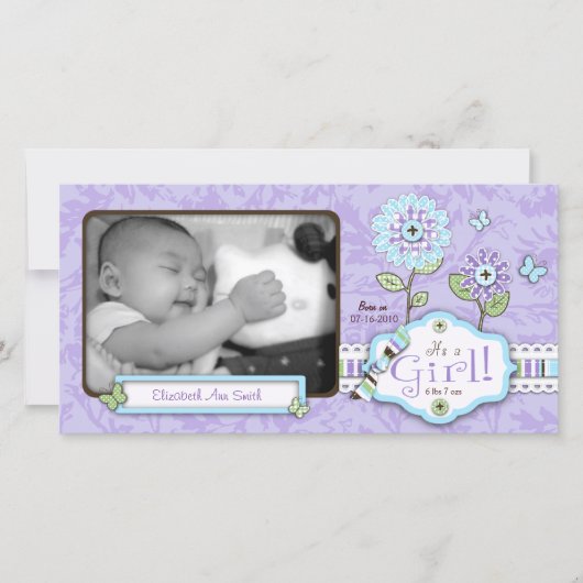 Organza Fleurs Carte photo Lav (Devant)