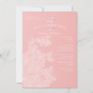Organza Flowers First Heilige Communauteit Uitnodi Kaart