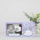 Organza Flowers Fotokaart Lav Aankondiging (Staand voorkant)