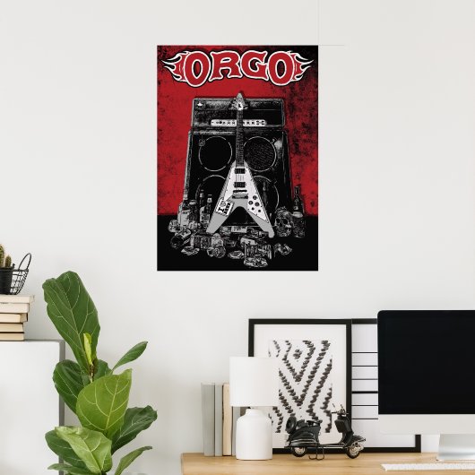 ORGO - Amp, Guitar en Booze Red Poster (Thuiskantoor)