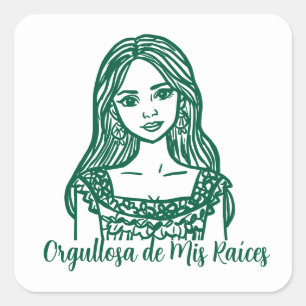 Orgullosa de Mis Raíces Mexican Line Art Vierkante Sticker