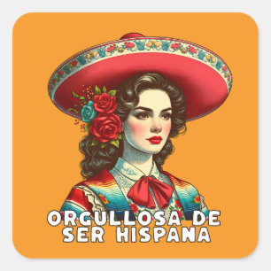 Orgullosa de ser Hispana Spaans erfgoed Vierkante Sticker