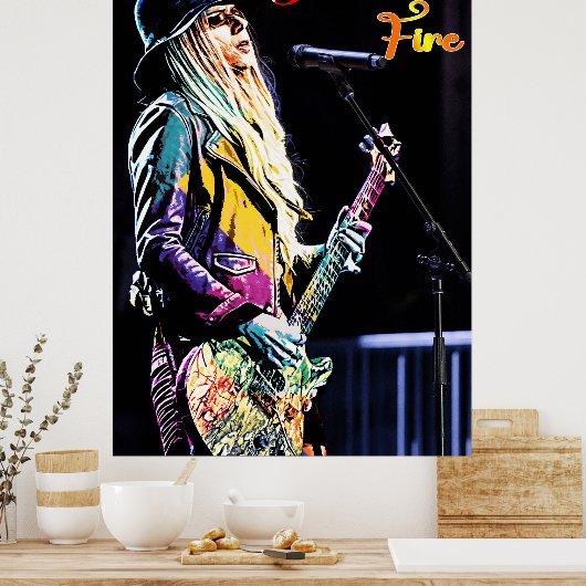 Orianthi Fire Guitar Poster (Keuken)