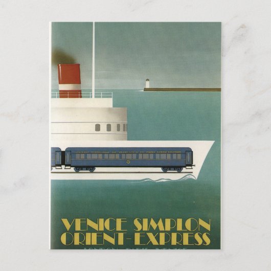 Orient Express Trein Veerboot Art Deco Briefkaart (Voorkant)