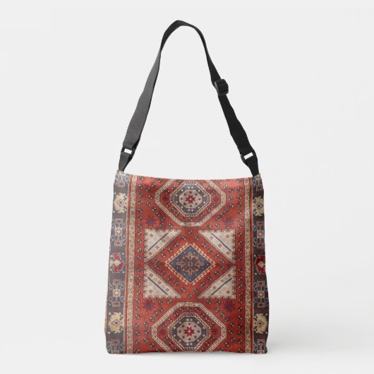 Oriënt Turks Perzisch tapijtrood Crossbody Tas (Achterkant)