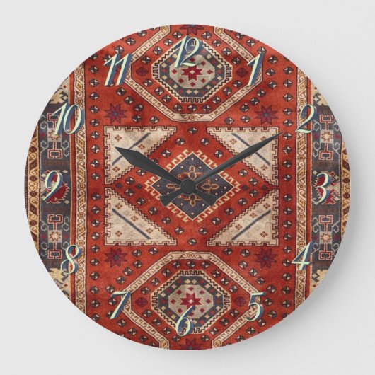 Oriënt Turks Perzisch tapijtrood Grote Klok (Voorkant)