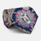 ORIENTAAL GROENE EN ZWARTE BLAUWE DAMASKSTROMEN, L STROPDAS (Opgerold)