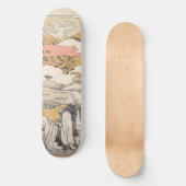 Orientaal-japans man dat het uitzicht Fuji bewonde Skateboard (Voorkant)