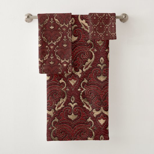 Orientaal Patroon - Rood leder en goud Bad Handdoek (Insitu)