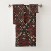 Orientaal Patroon - Zwart en rood leder Bad Handdoek (Insitu)